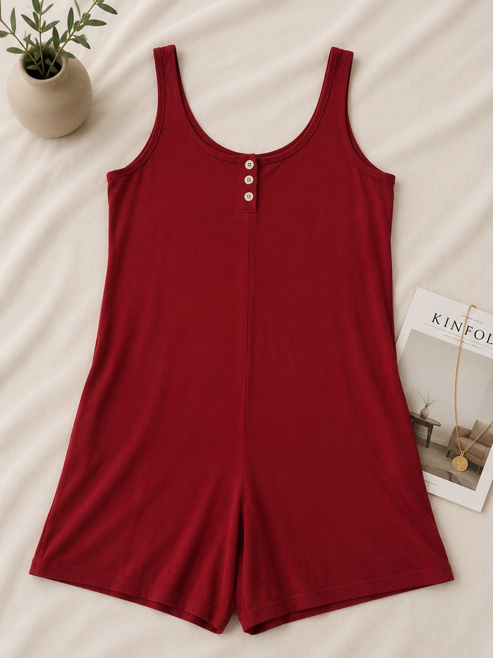 Smash + Tess Red Sleeveless Romper